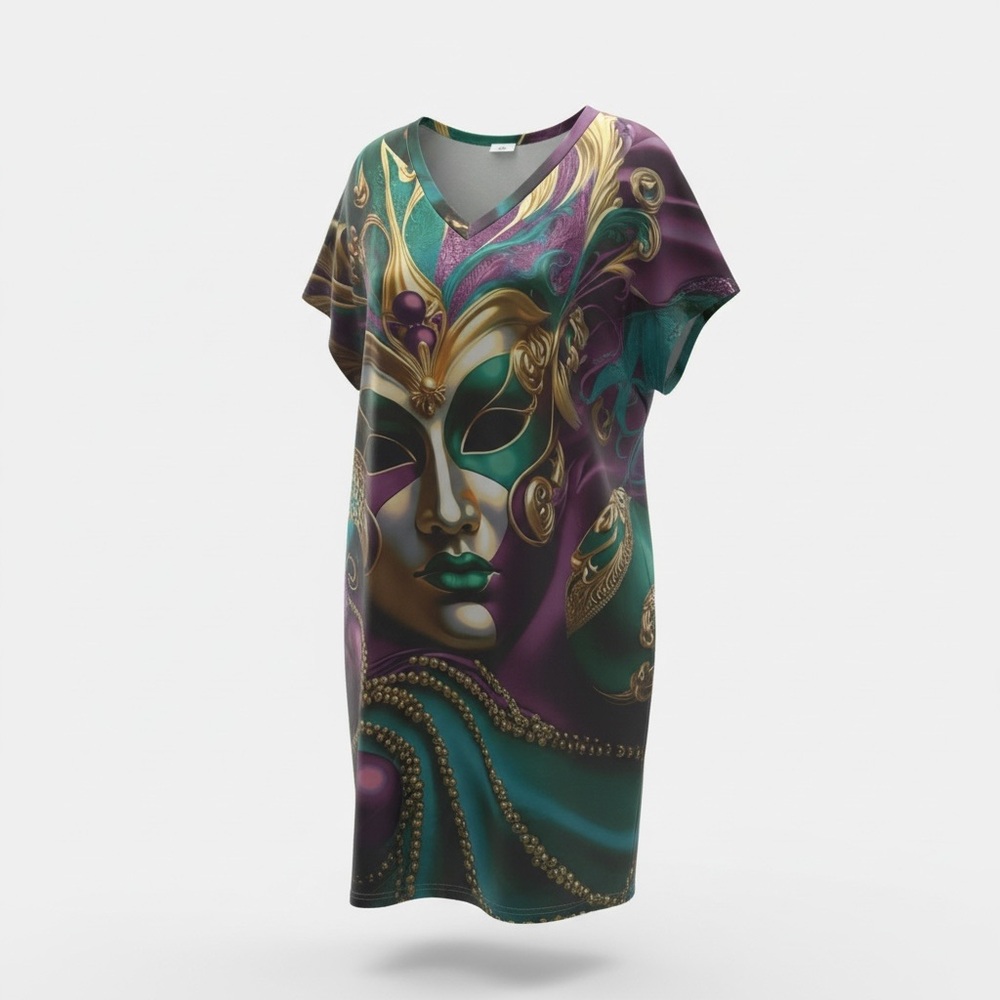 Elegant Mask Print Midi Dress - Picture 10 of 16